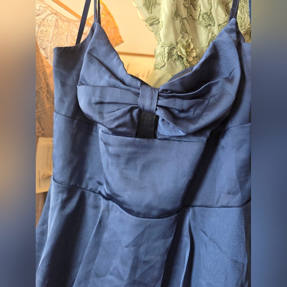 B Darlin Tiered Navy Dress With Bow Nwt 15/16 Feminine Prom Y2K 90s Formal - Picture 6 of 8